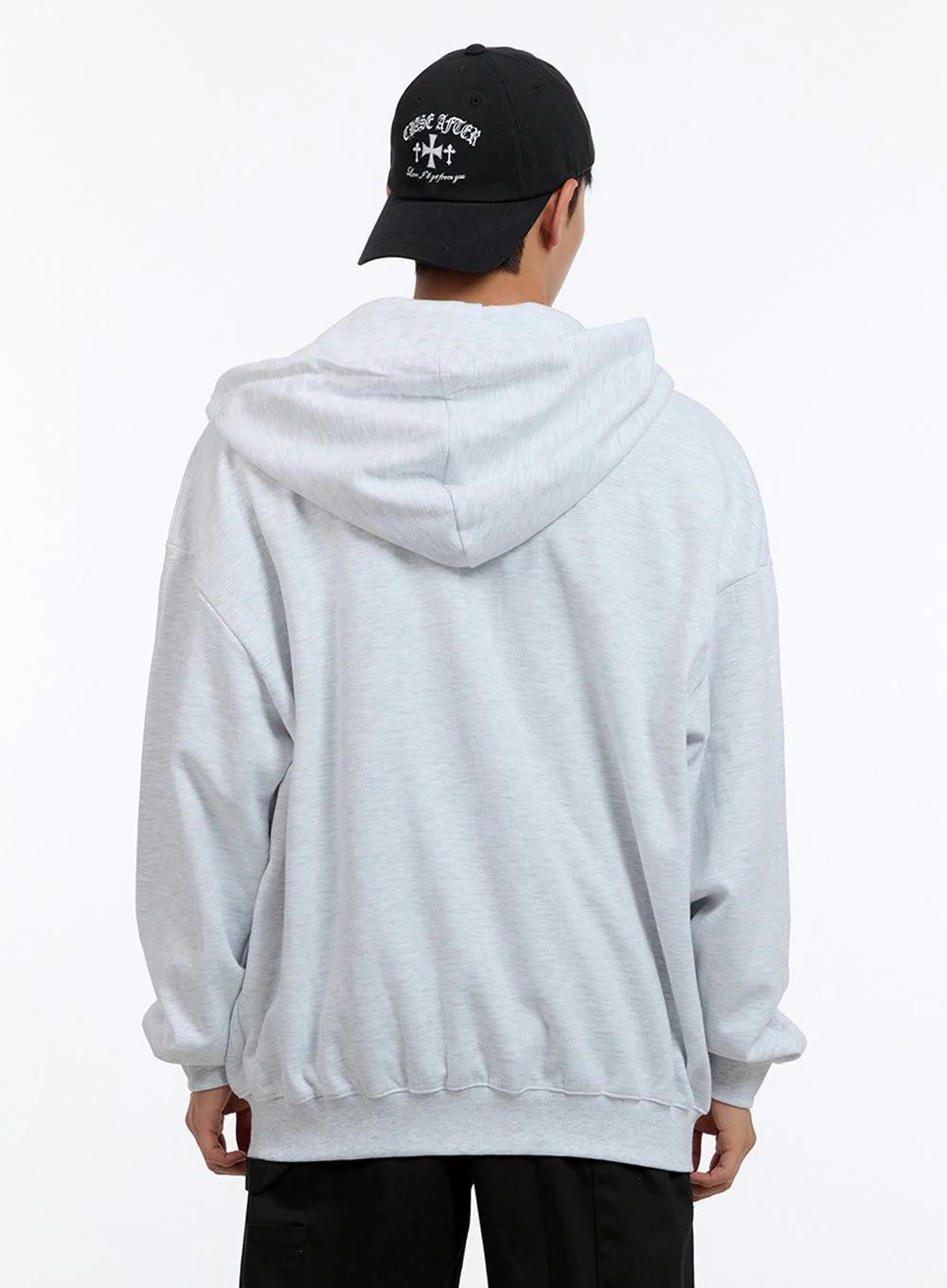 Men's Two-Way Zip-Up Lettered Hoodie (White) IS412 - Image 5