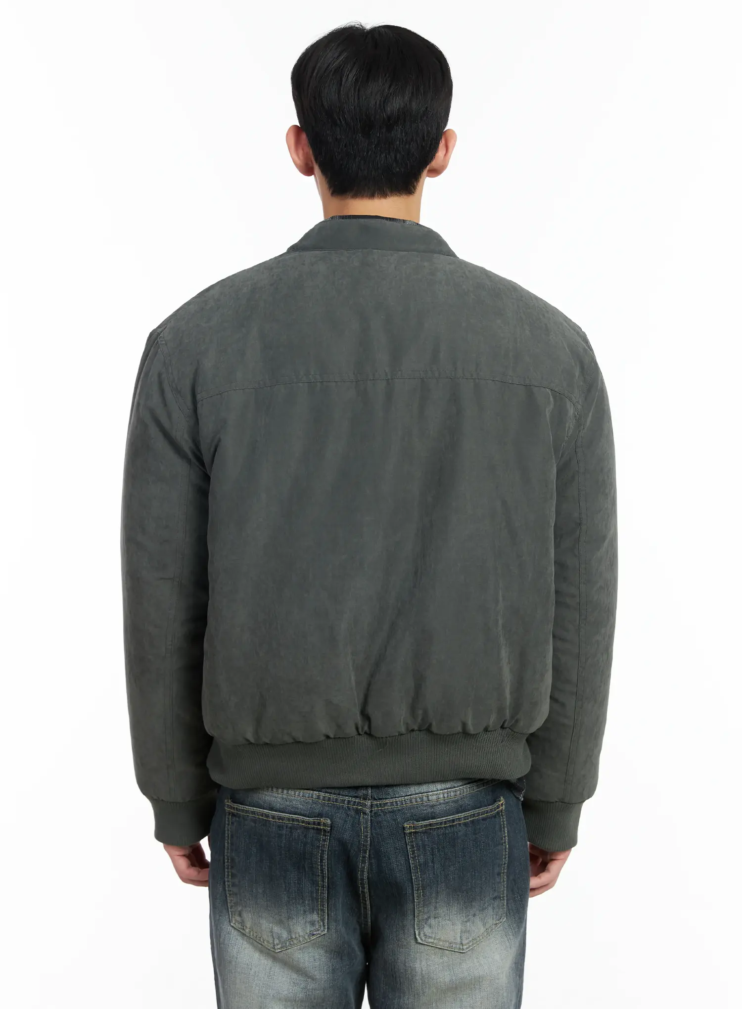 Men's Two -Way Zipper Biker Jacket (Dark Green) IF517 - Image 5