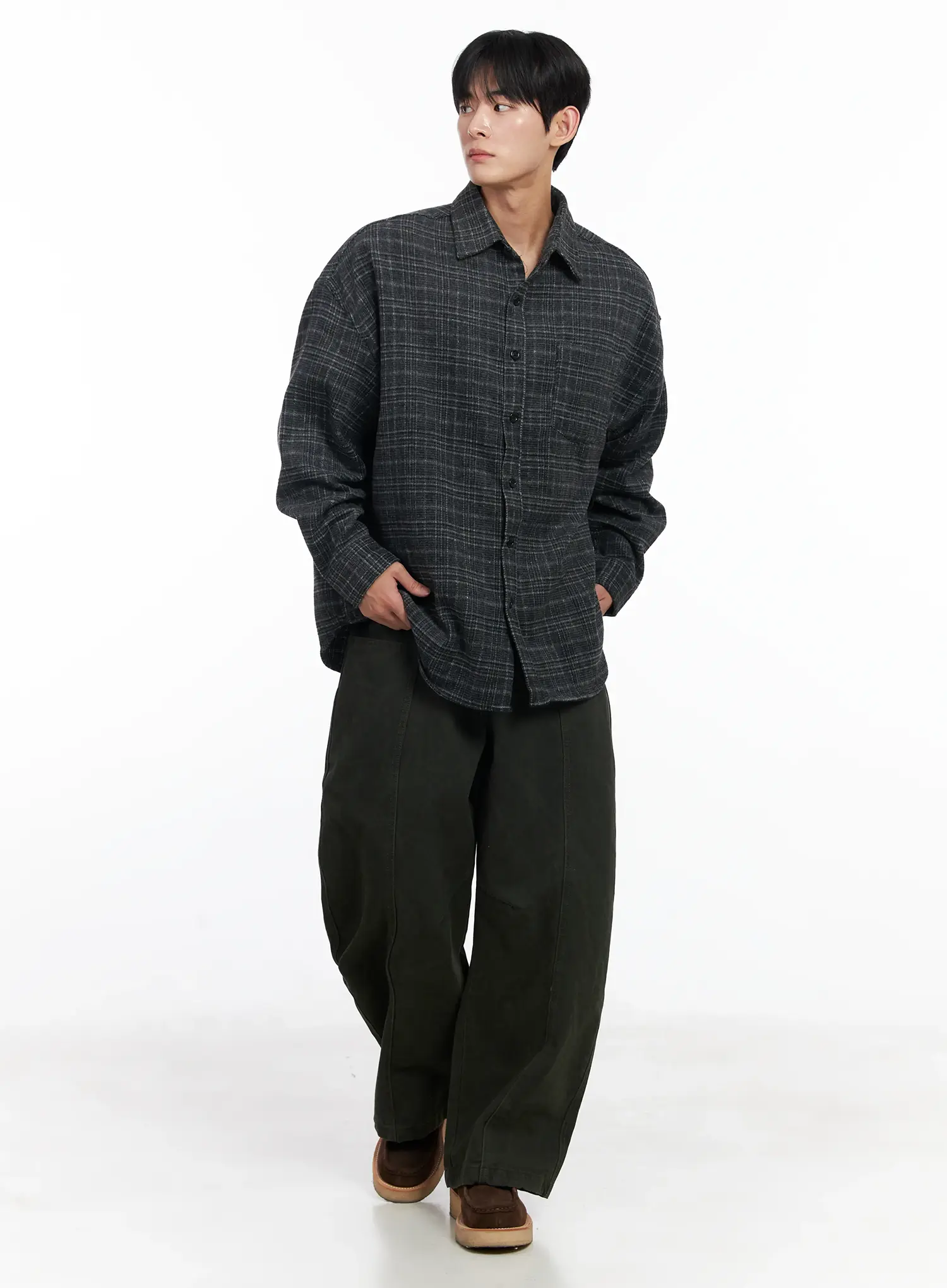 Men's Ueban Wool Checkered Long Sleeve Jacket IJ521 - Image 10