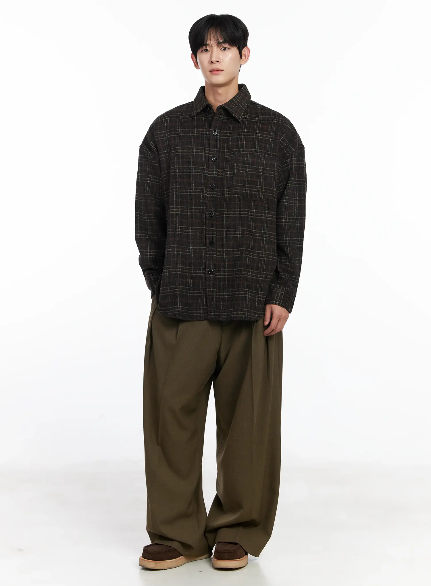 Men's Ueban Wool Checkered Long Sleeve Jacket IJ521 - Image 2