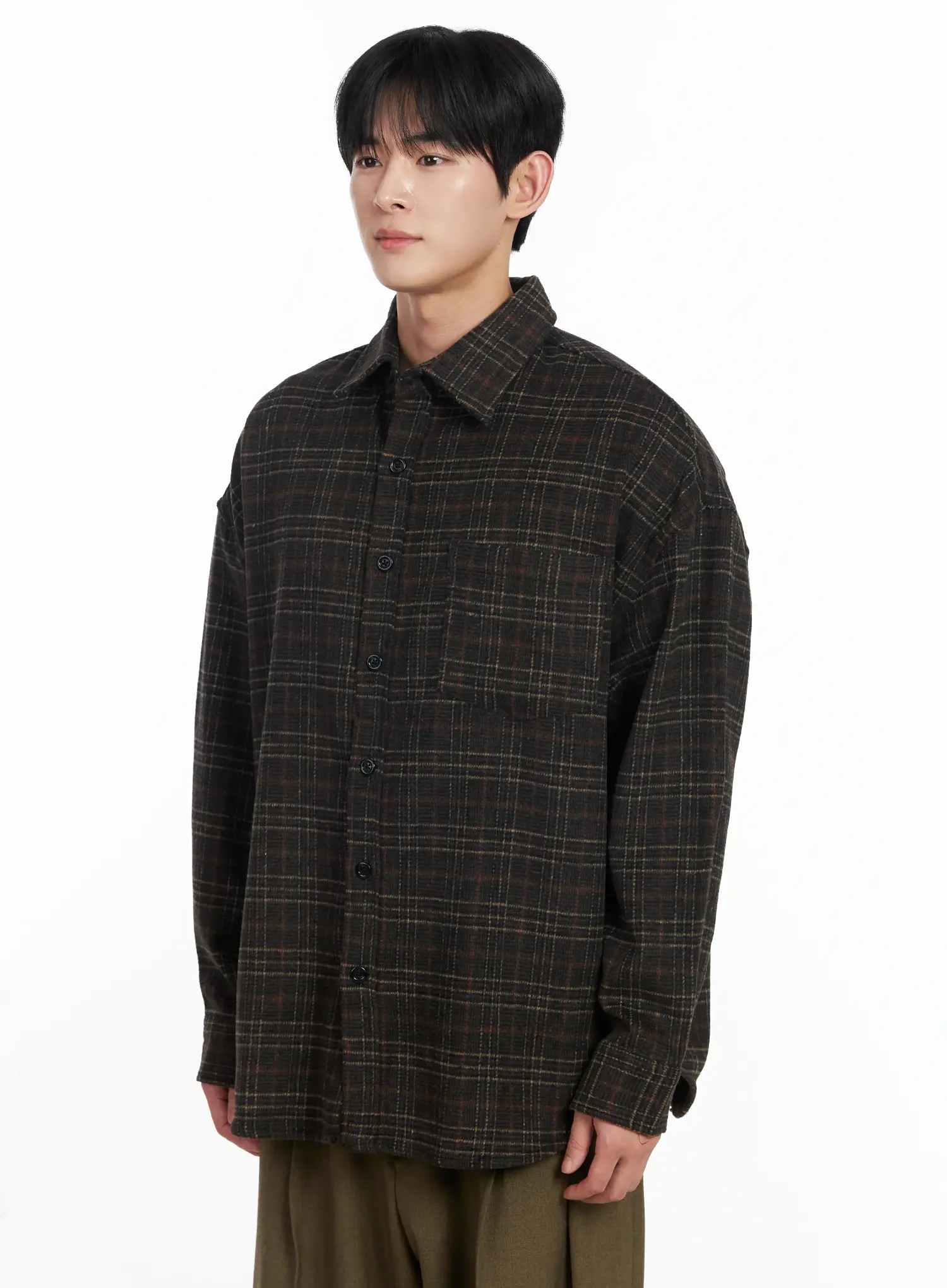 Men's Ueban Wool Checkered Long Sleeve Jacket IJ521 - Image 4