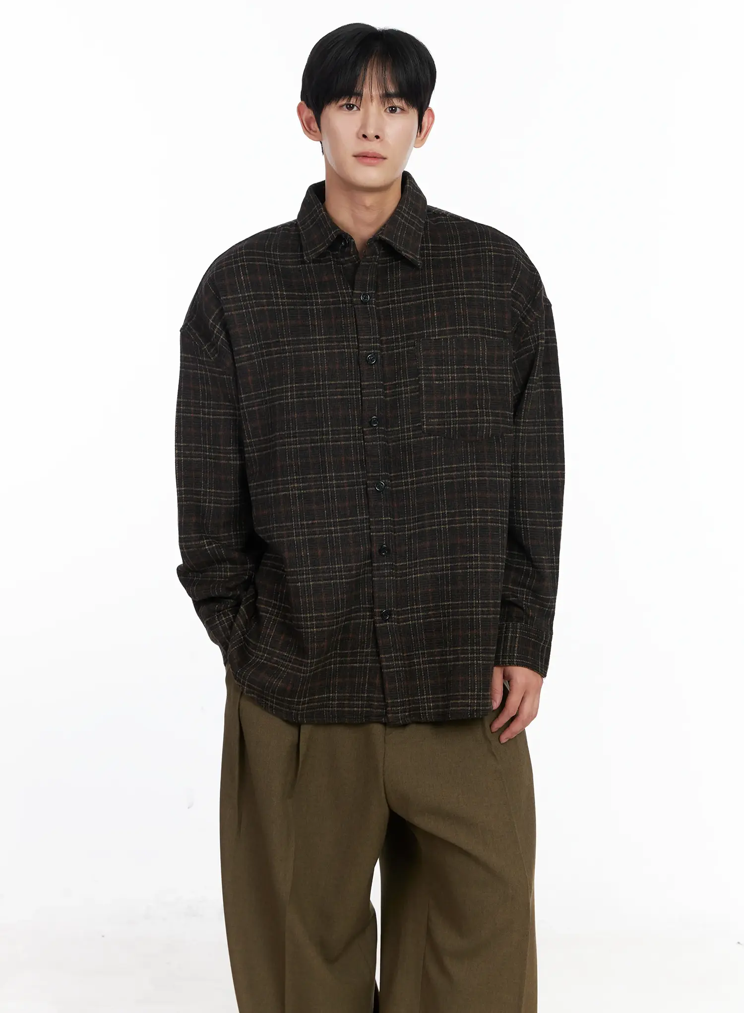 Men's Ueban Wool Checkered Long Sleeve Jacket IJ521 - Image 6