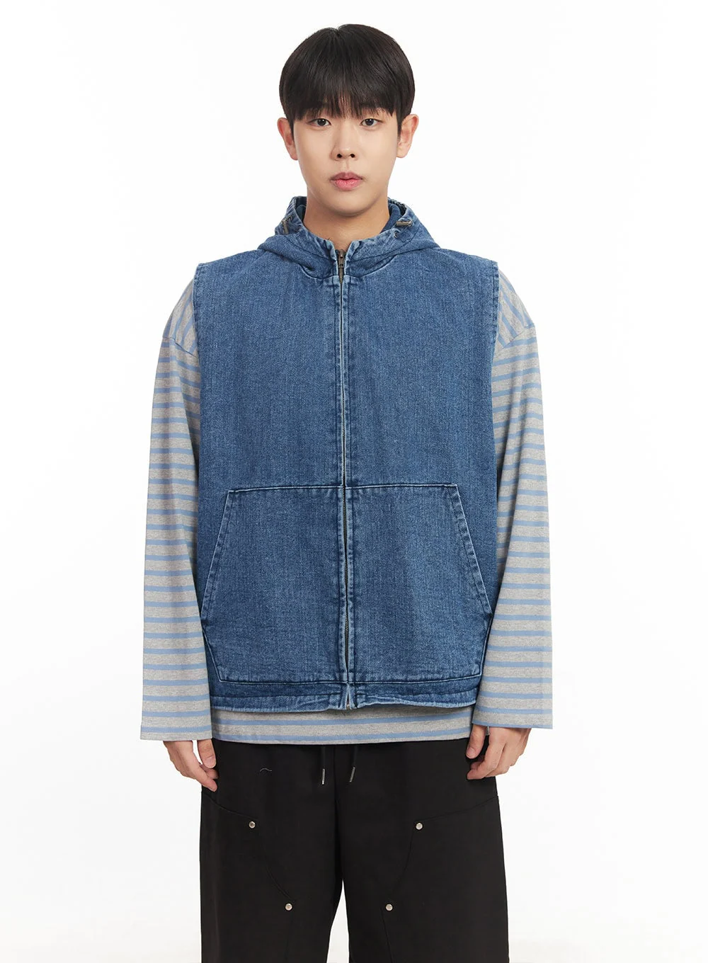 Men's Urban Denim Hooded Vest IM528 - Image 15