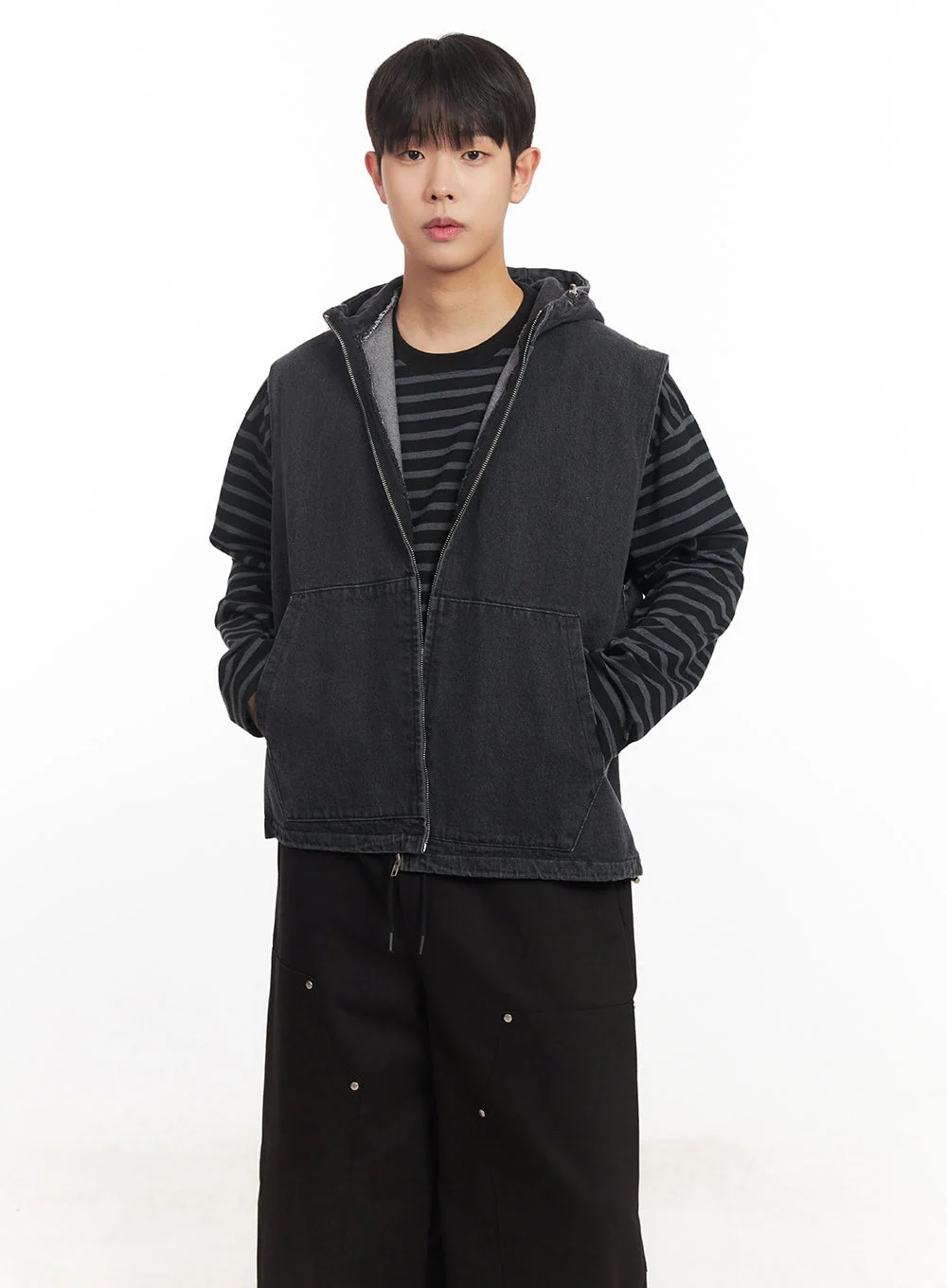 Men's Urban Denim Hooded Vest IM528 - Image 3