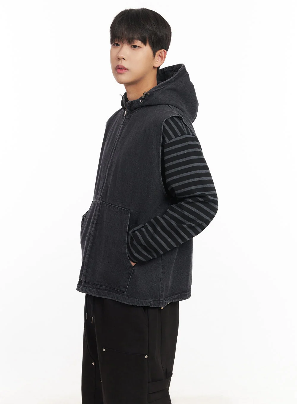Men's Urban Denim Hooded Vest IM528 - Image 4