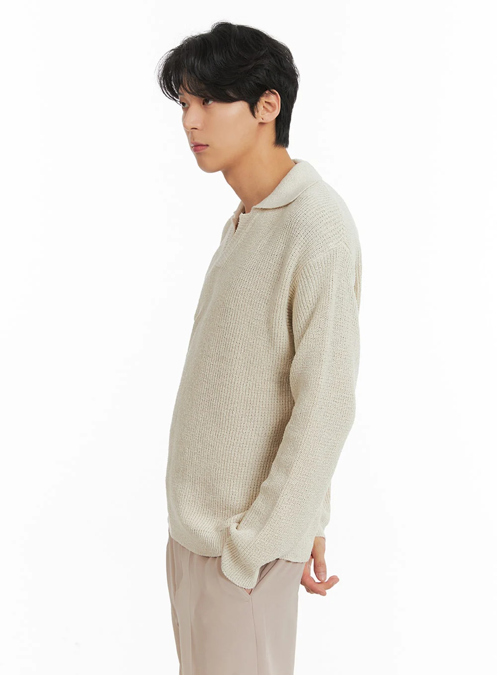 Men's V-Neck Knit Polo Top IA401 - Image 5