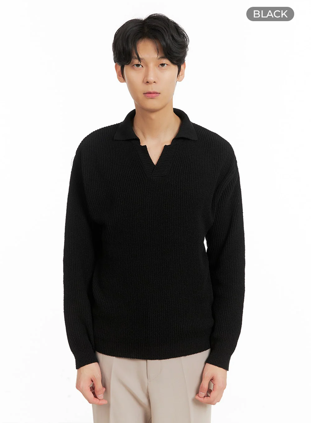 Men's V-Neck Knit Polo Top IA401 - Image 9