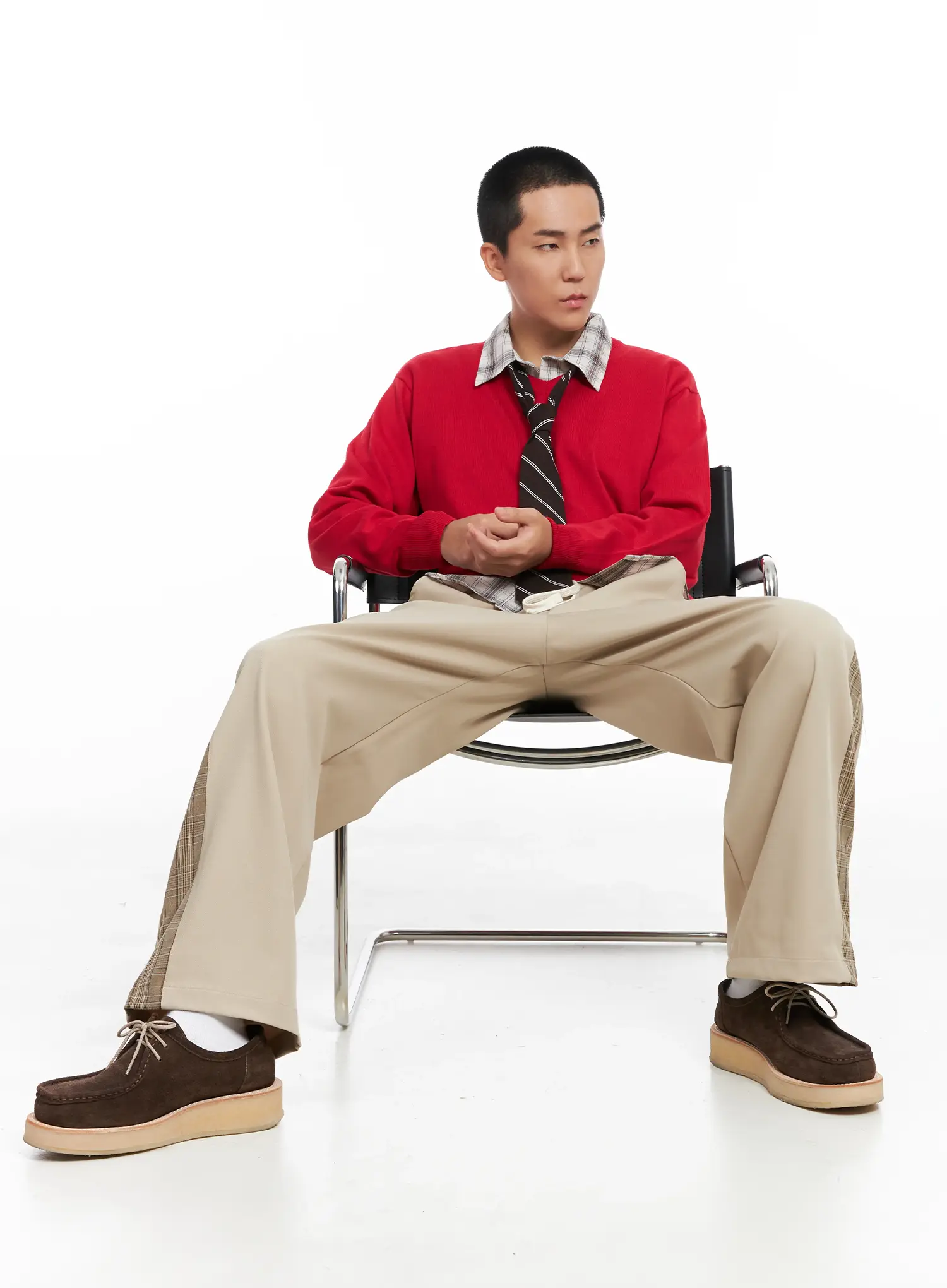 Men's V-neck Knit Pullover IG529 - Image 8
