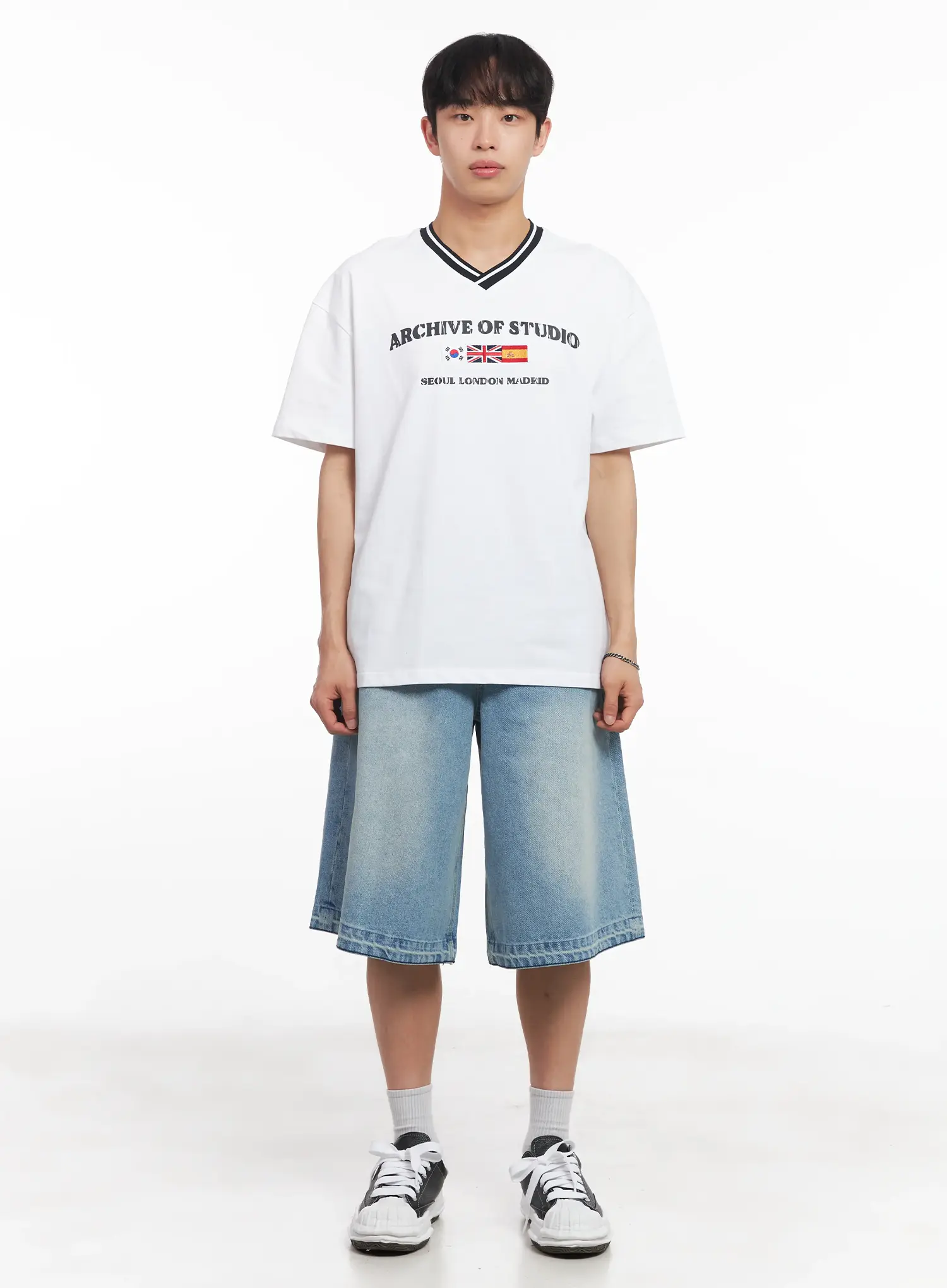 Men's V-Neck Two-Tone Tee IU518 - Image 4