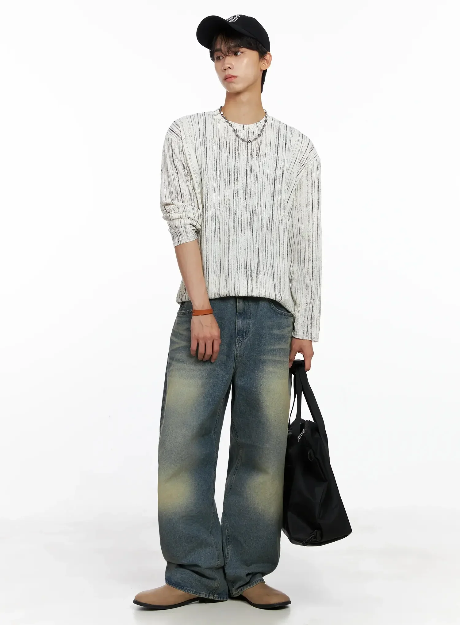 Men's Vertical Stripe Long Sleeve Shirt IO516 - Image 12