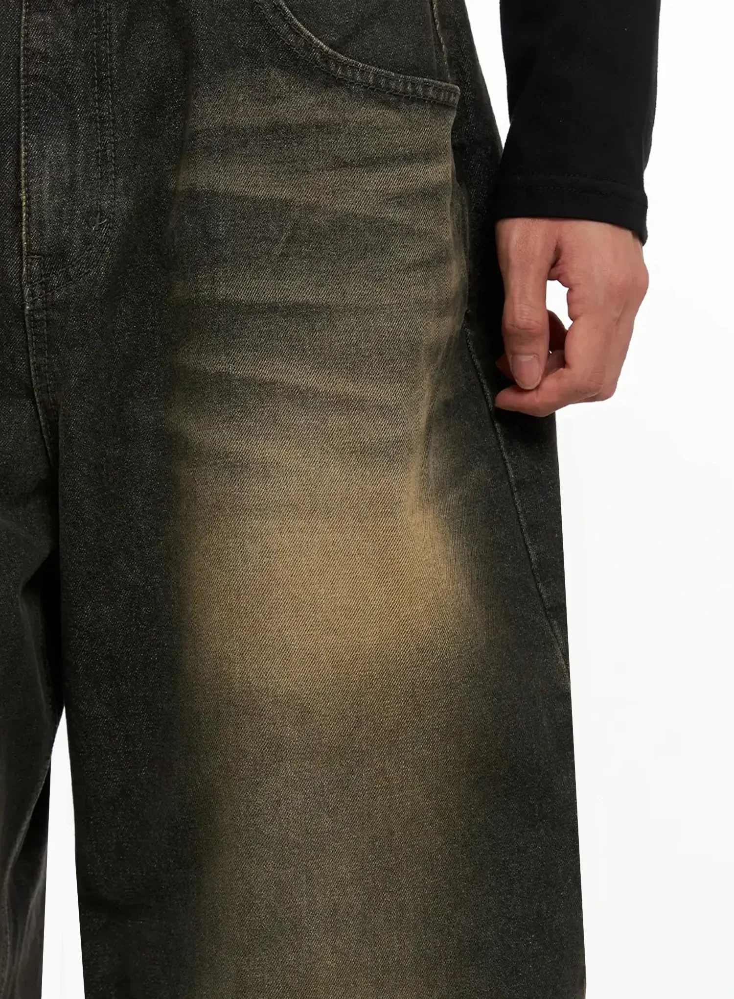 Men's Vintage Fade Wide-Leg Jeans IO516 - Image 4