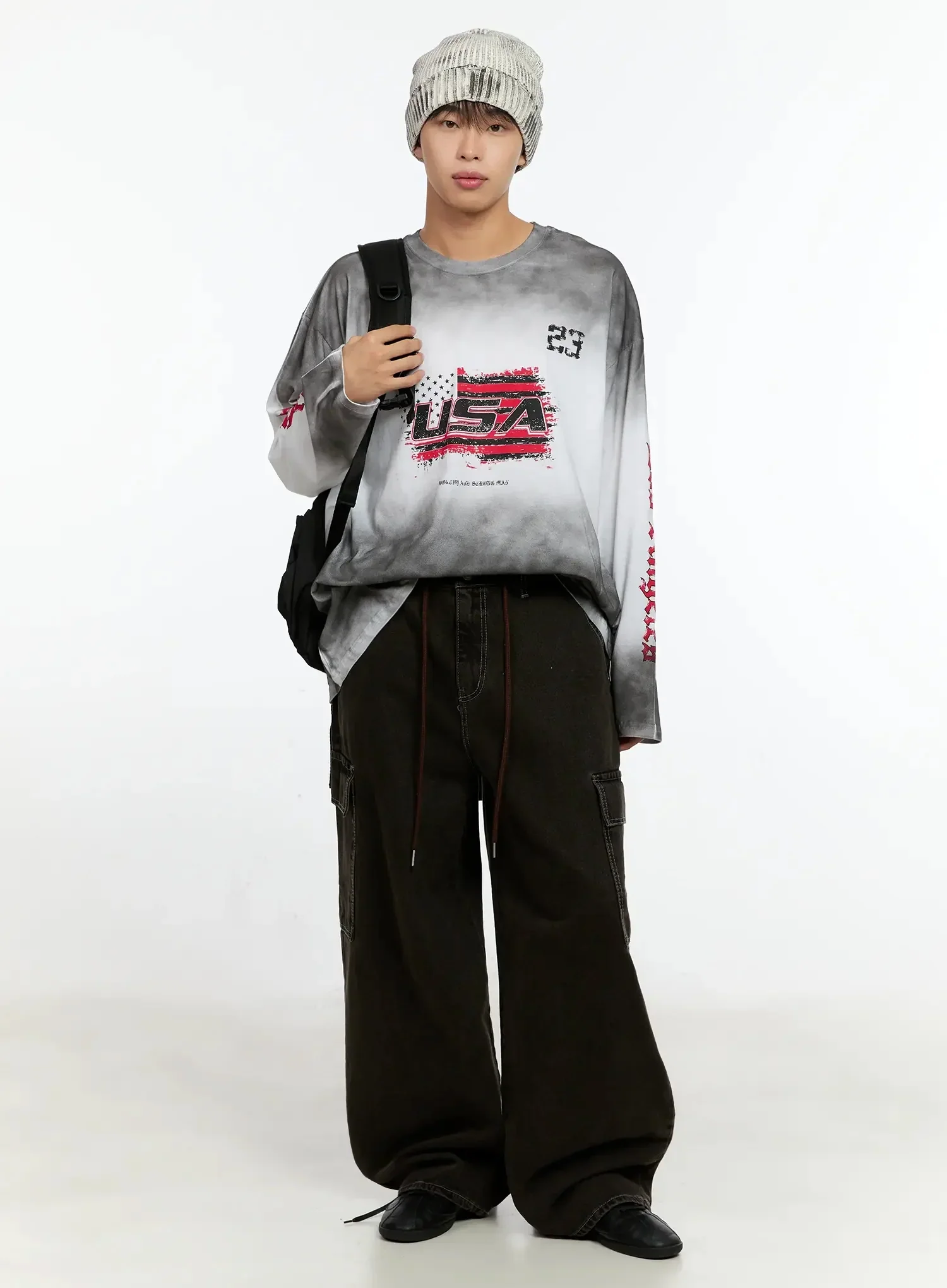 Men's Vintage Graphic Gradient Long Sleeve Tee IN525