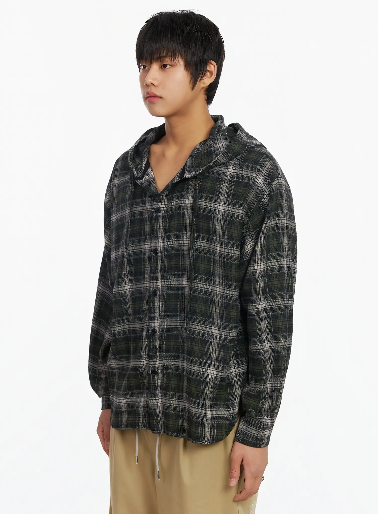 Men's Vintage Plaid Hooded Flannel IJ527 - Image 4