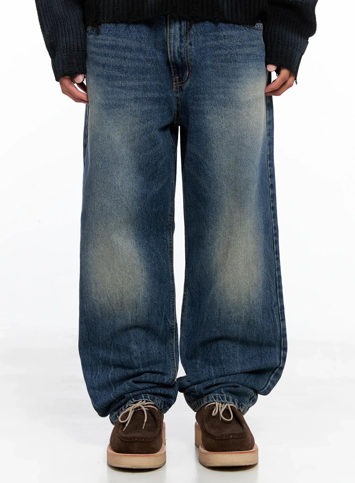 Men's Vintage Wash Semi-Wide Jeans IO502 - Image 3