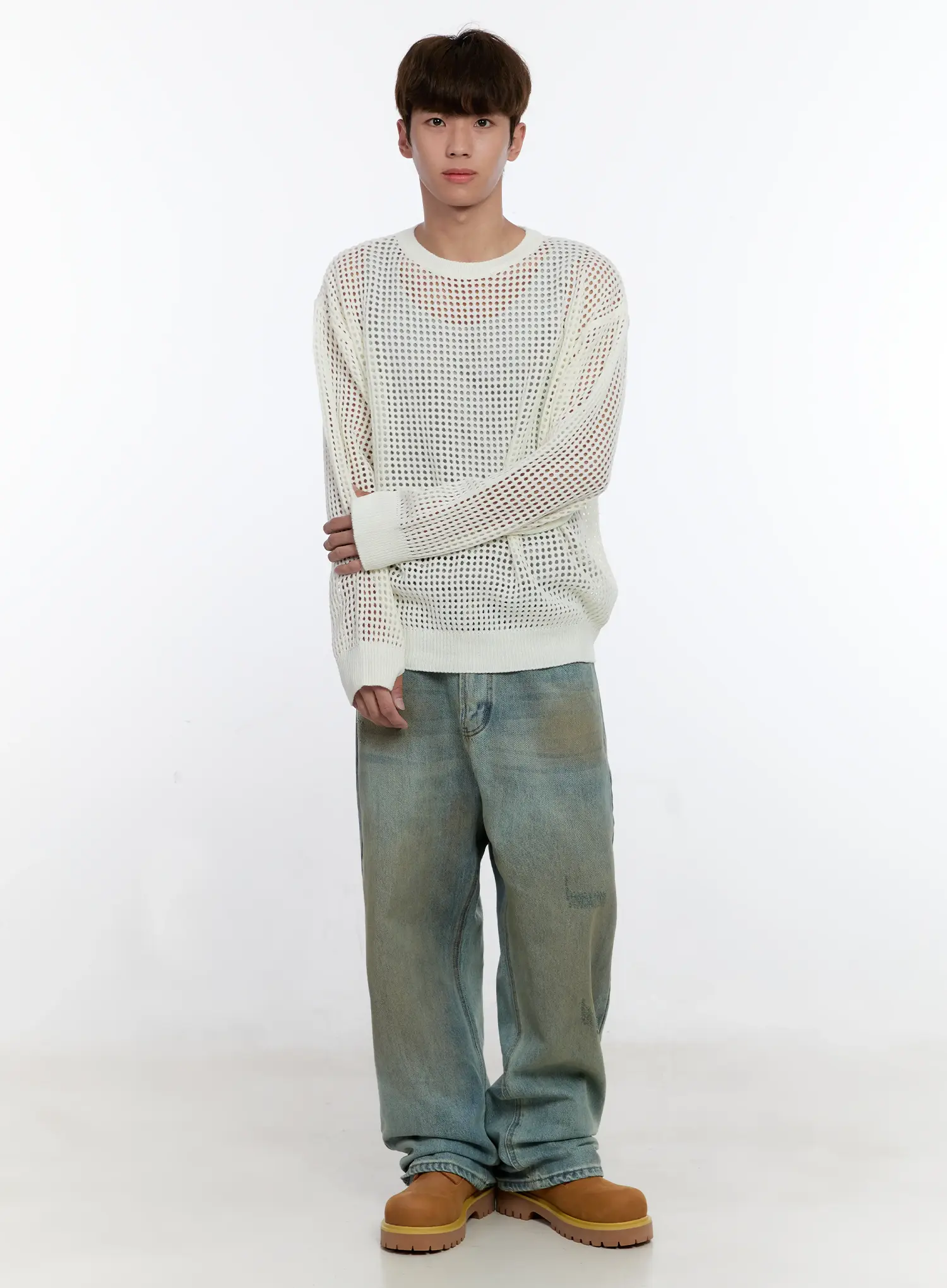 Men's Vintage Wash Wide Fit Jeans IS529 - Image 11