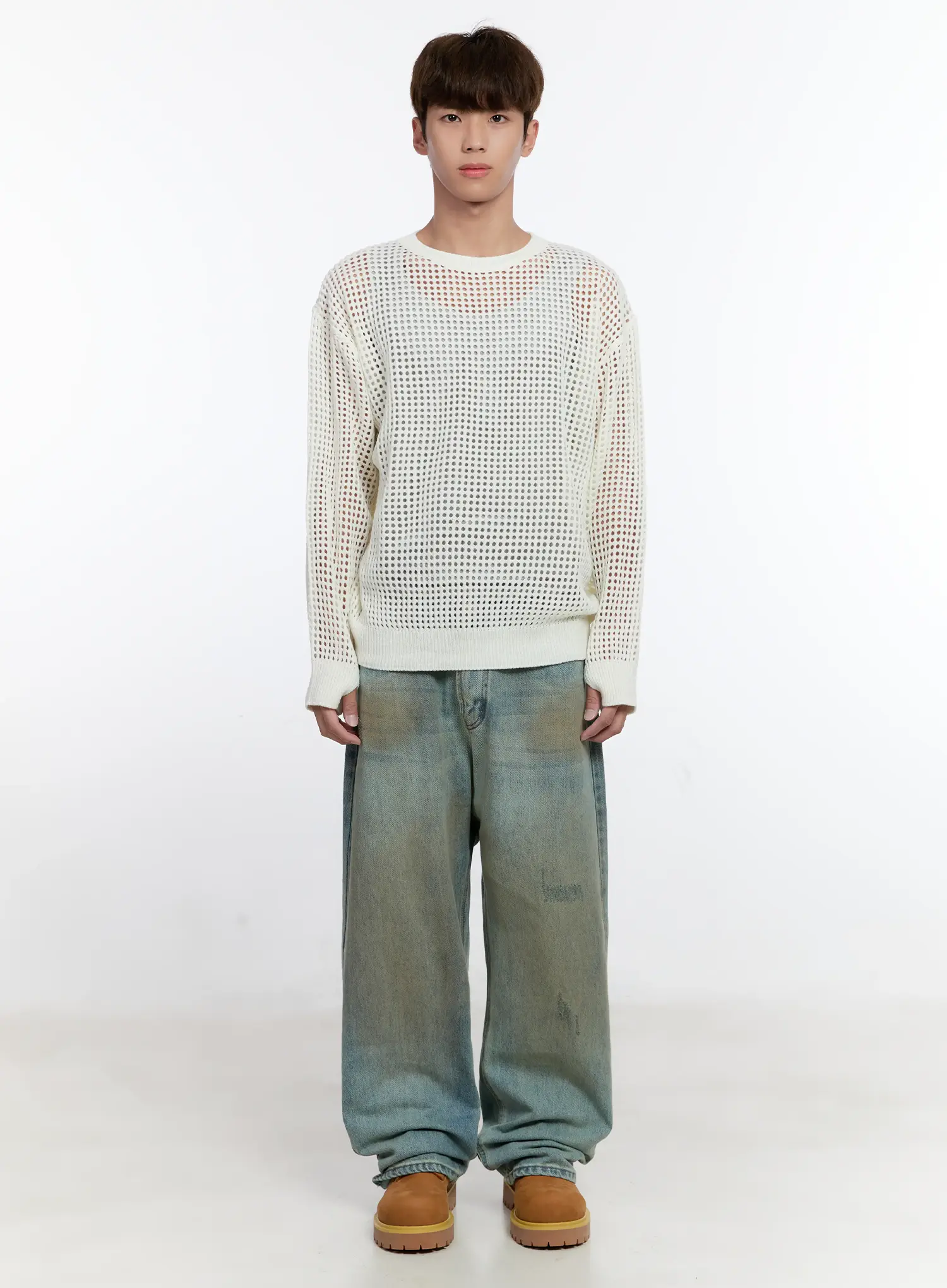 Men's Vintage Wash Wide Fit Jeans IS529 - Image 4