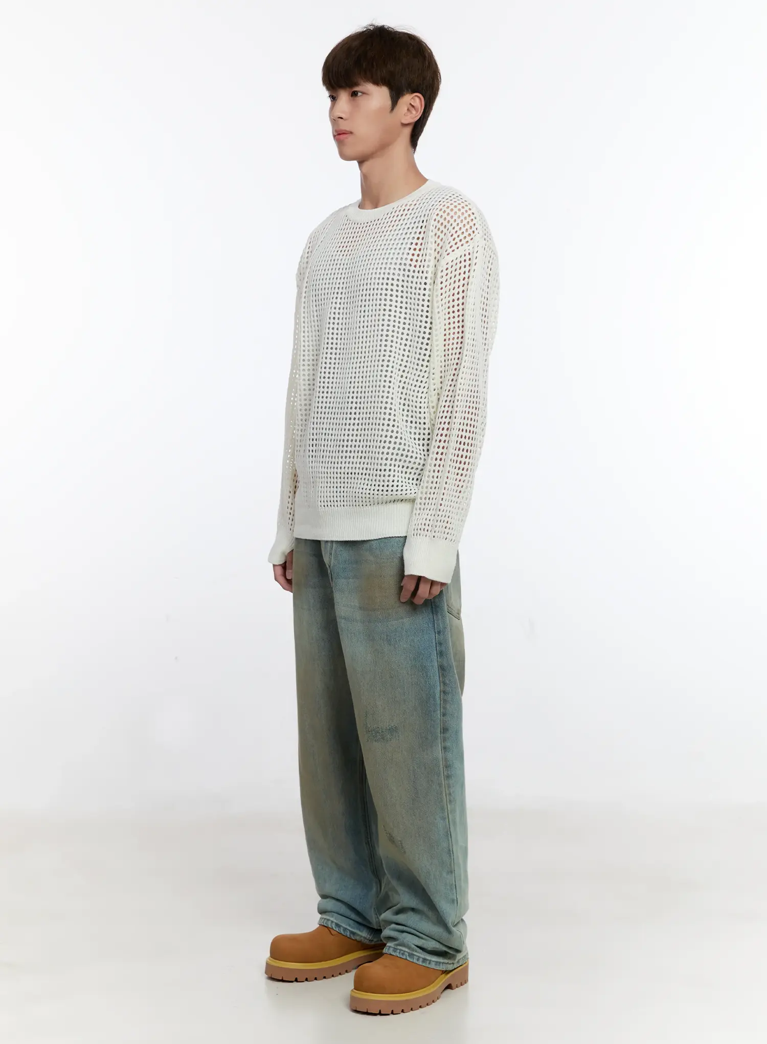 Men's Vintage Wash Wide Fit Jeans IS529 - Image 7