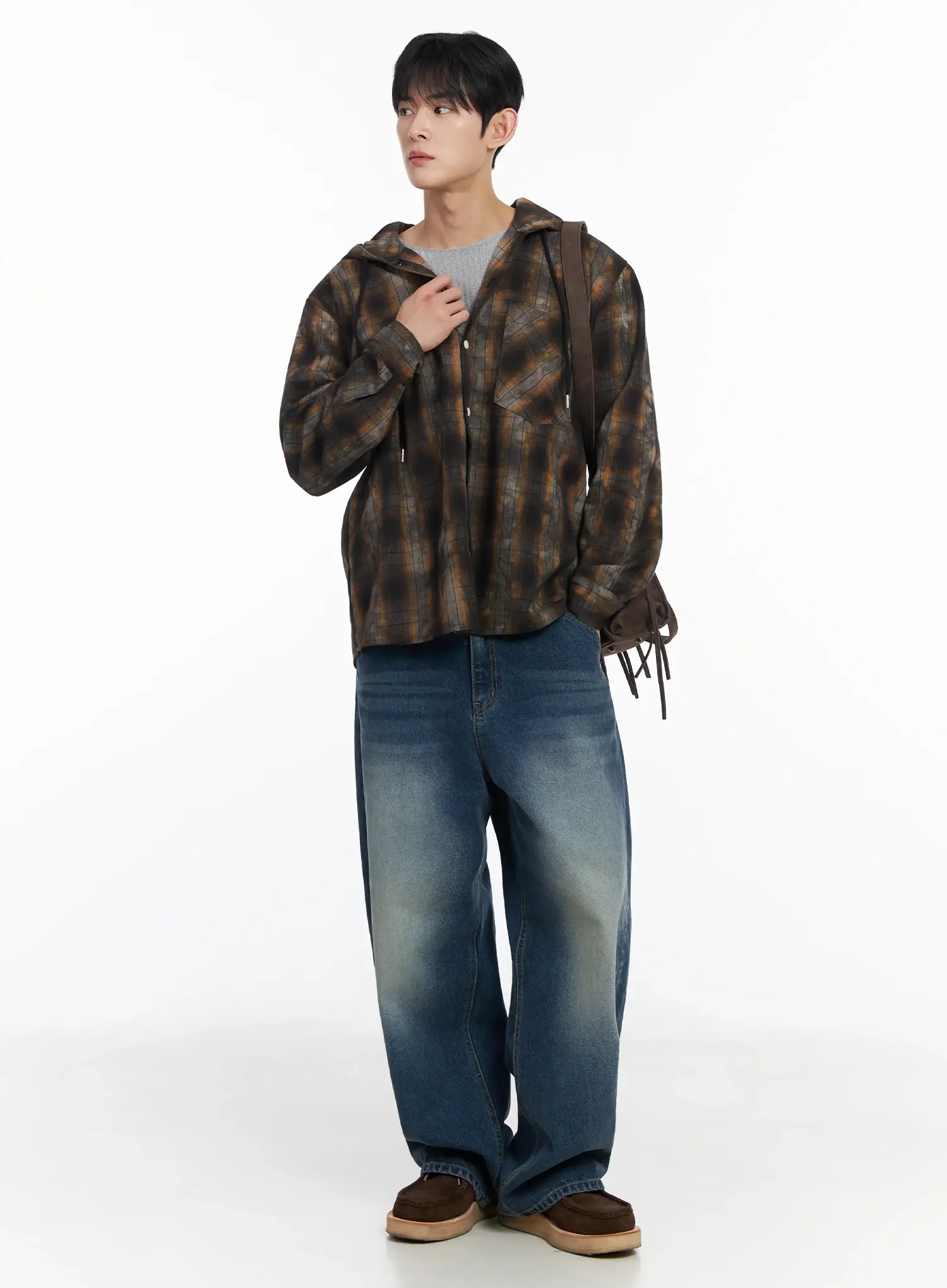 Men's Vintage Wash Wide-Leg Jeans IF516 - Image 2