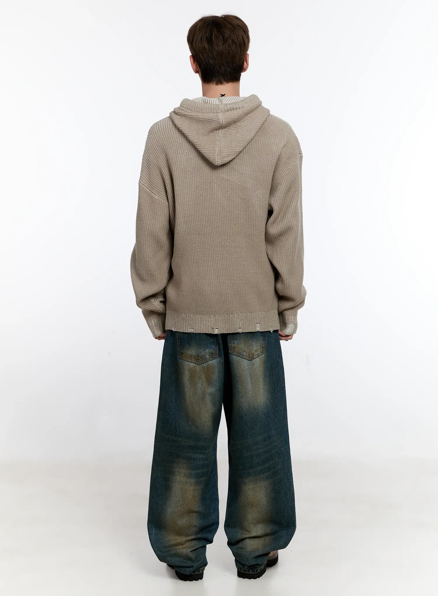Men's Vintage Wash Wide Leg Jeans IS530 - Image 10