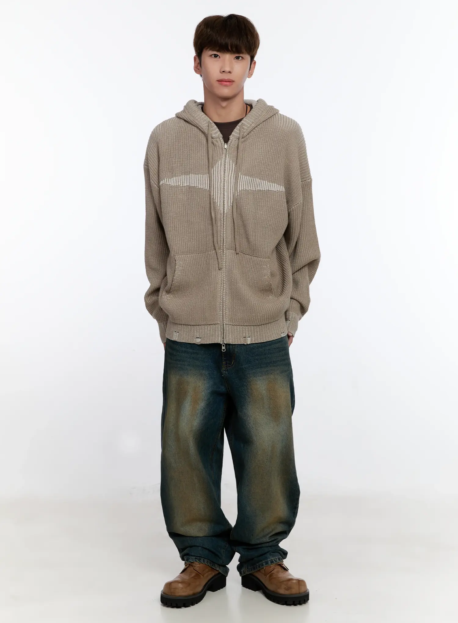 Men's Vintage Wash Wide Leg Jeans IS530 - Image 11