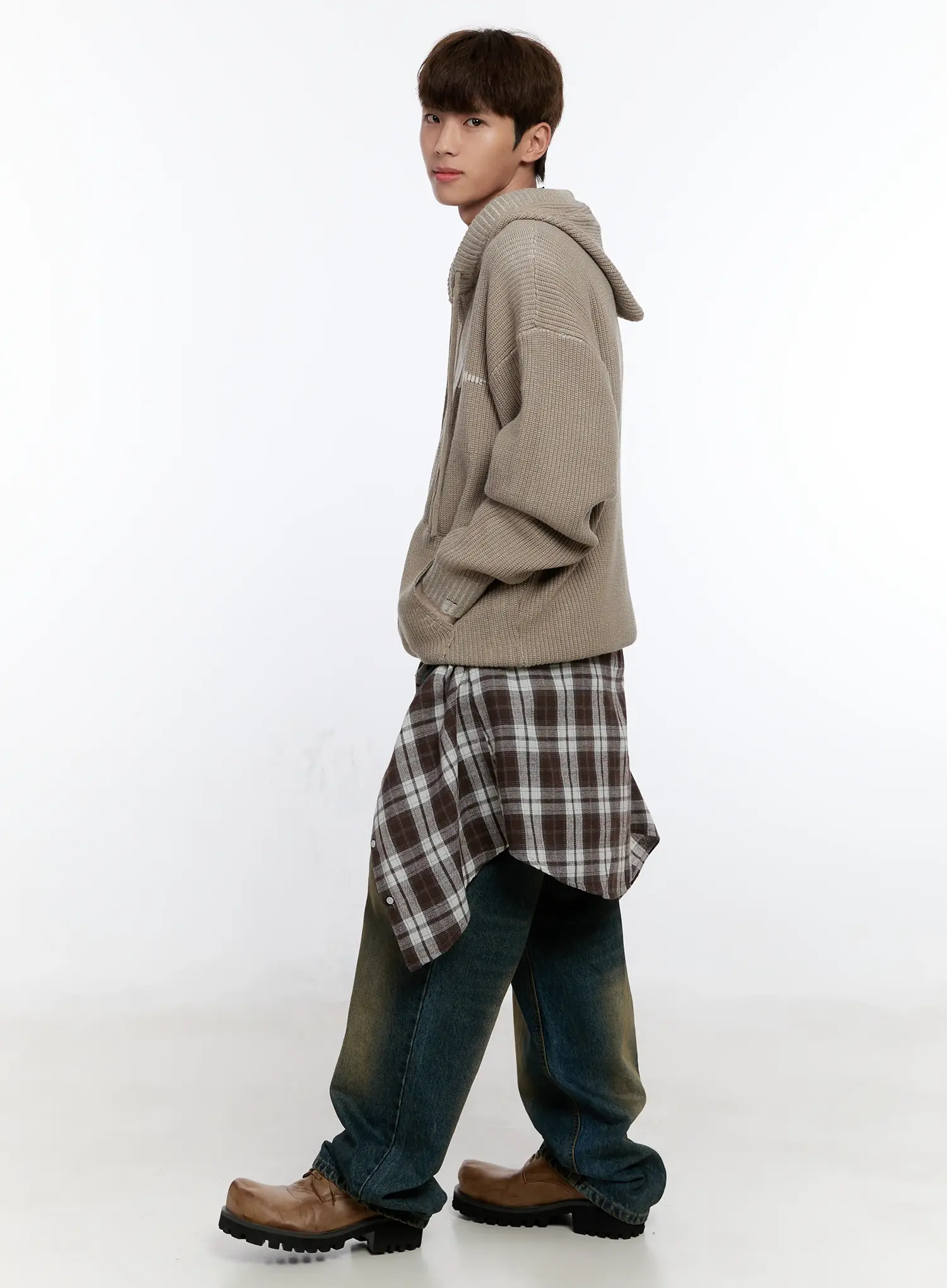Men's Vintage Wash Wide Leg Jeans IS530 - Image 12