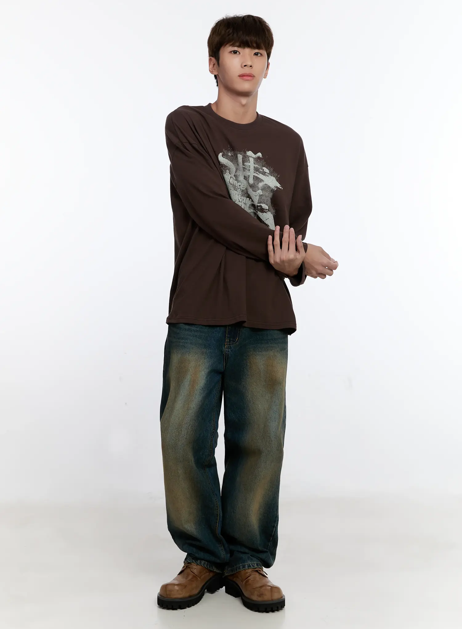 Men's Vintage Wash Wide Leg Jeans IS530 - Image 14