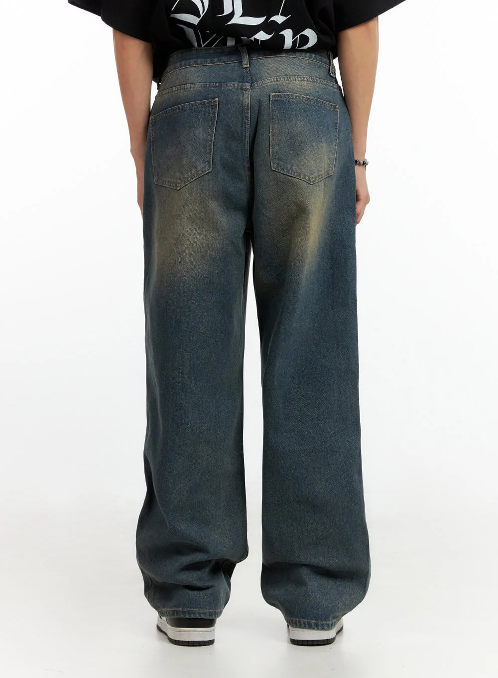 Men's Vintage Washed Loose Fit Jeans (Dark Blue) IG402 - Image 5