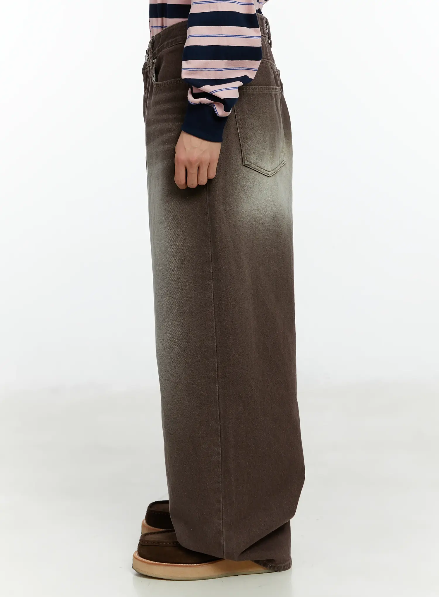 Men's Vintage Washed Wide Leg Jeans IF510 - Image 5