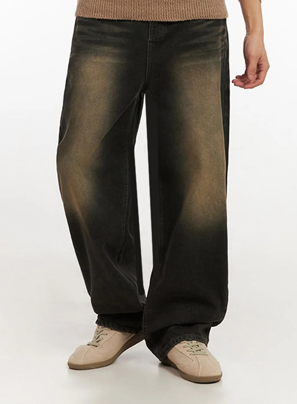 Men's Vintage Washed Wide-Leg Jeans IF517 - Image 2