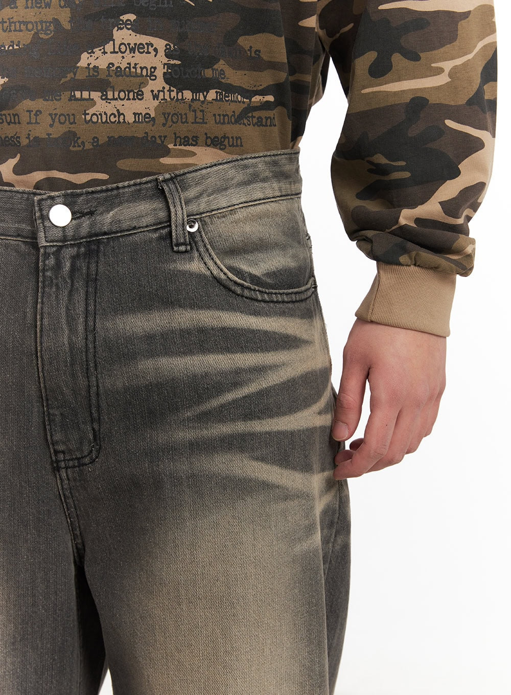 Men's Vintage Washed Wide-Leg Jeans IM514 - Image 3
