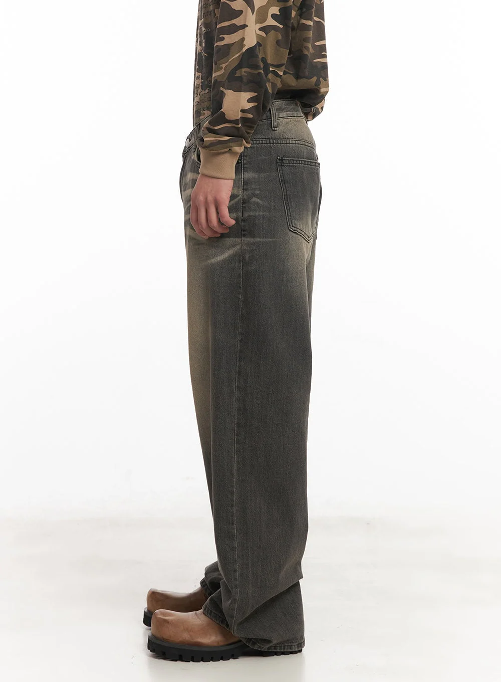 Men's Vintage Washed Wide-Leg Jeans IM514 - Image 4