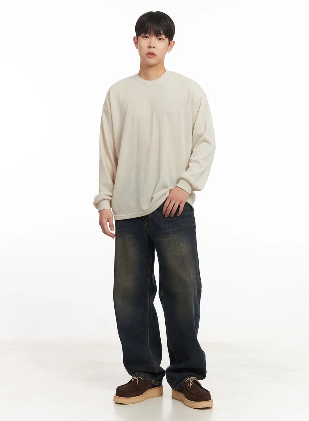Men's Vintage Washed Wide-Leg Jeans IM527 - Image 11