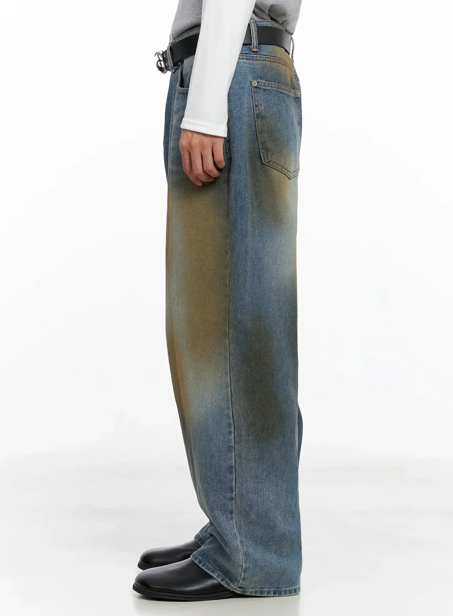 Men's Vintage Washed Wide-Leg Jeans IO516 - Image 5