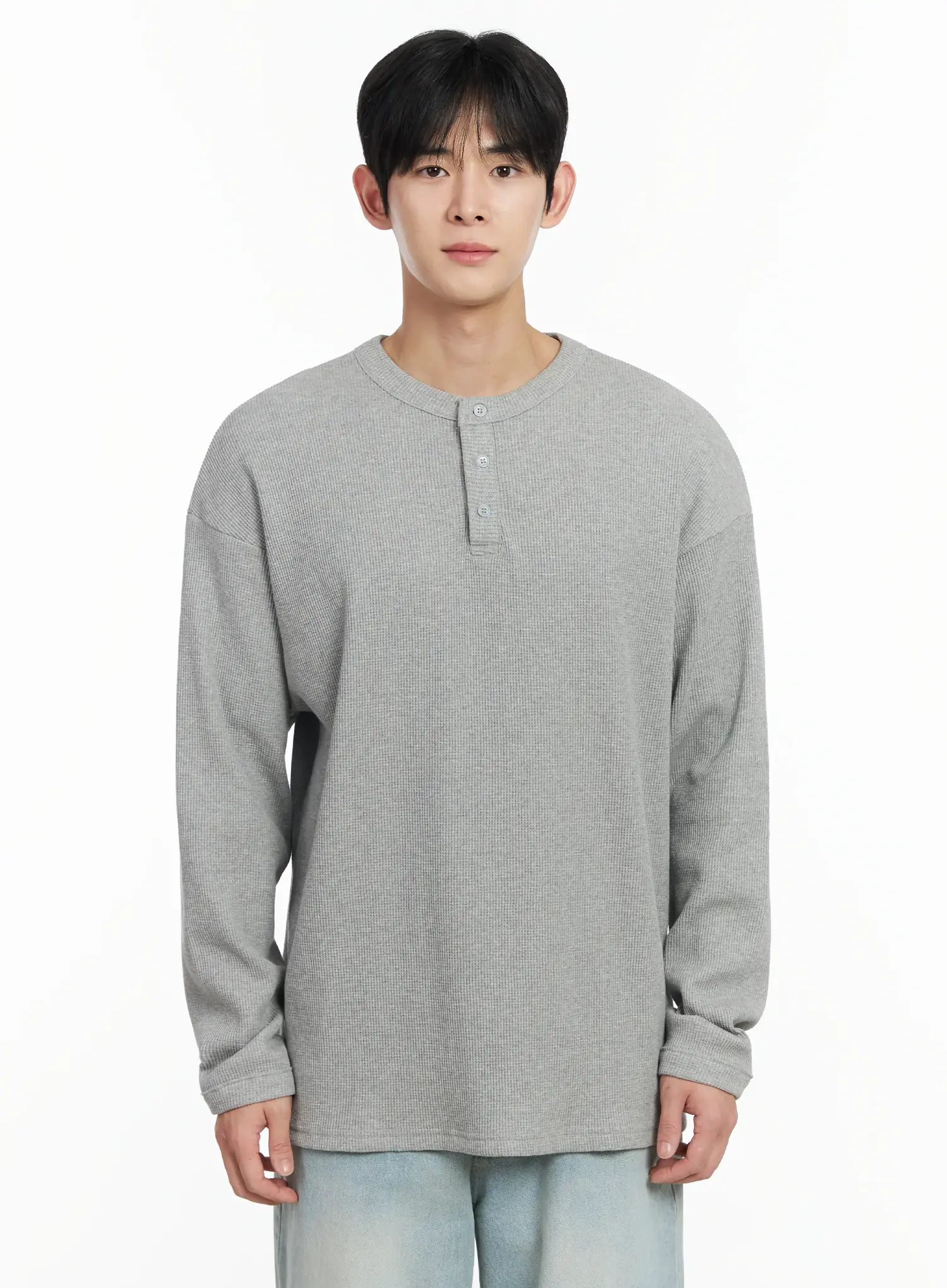 Men's Waffle Henley Long Sleeve Shirt IF517 - Image 10