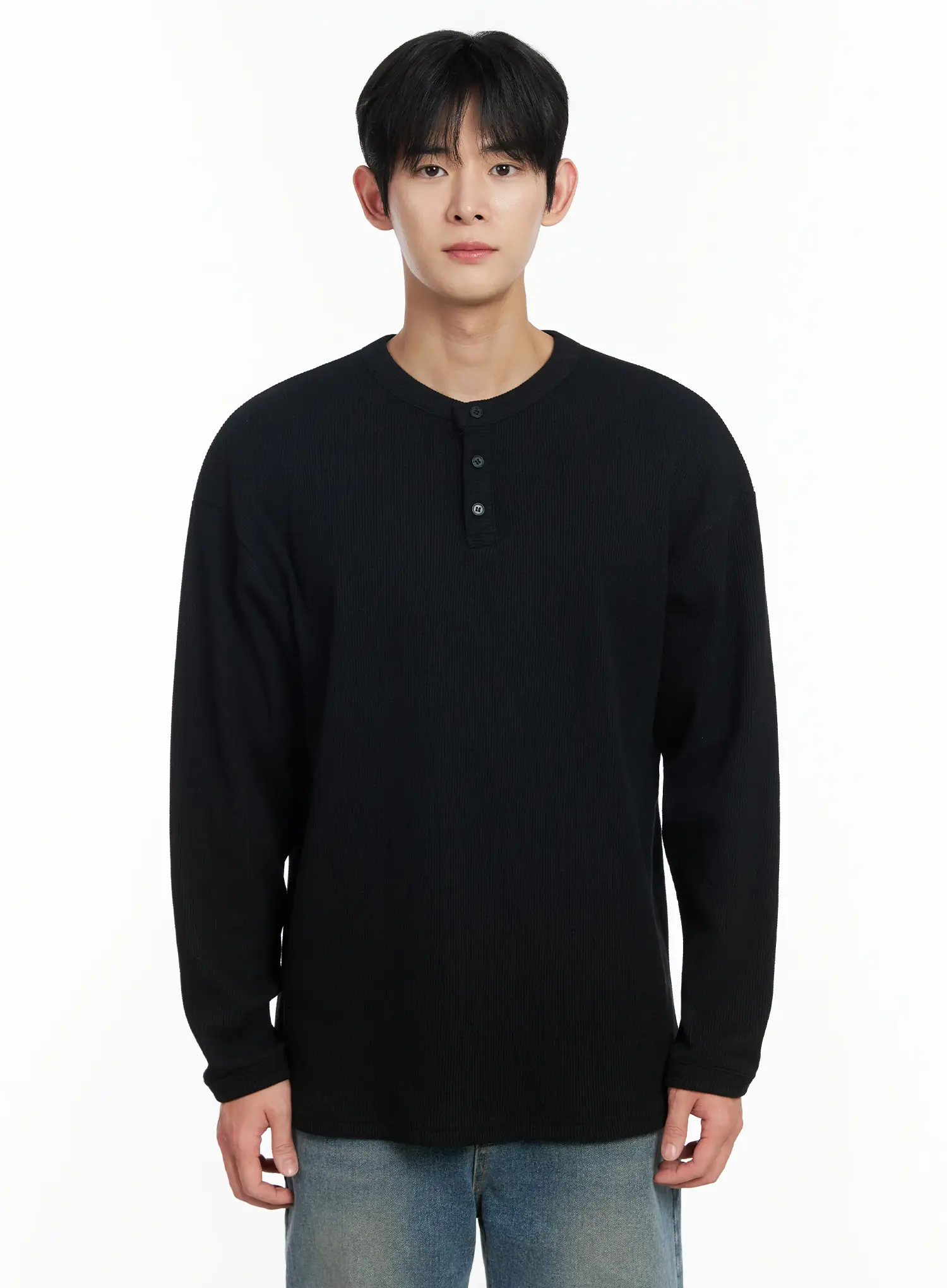 Men's Waffle Henley Long Sleeve Shirt IF517 - Image 14