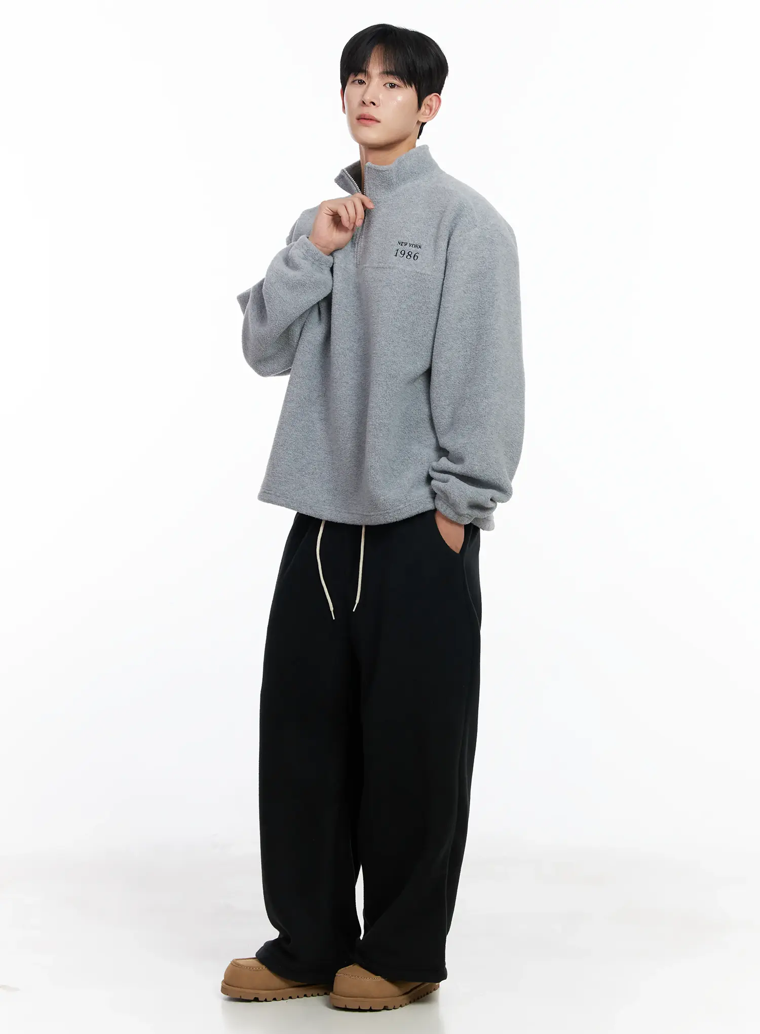 Men's Warm Fleece Quarter-Zip Sweatshirt IJ521 - Image 2