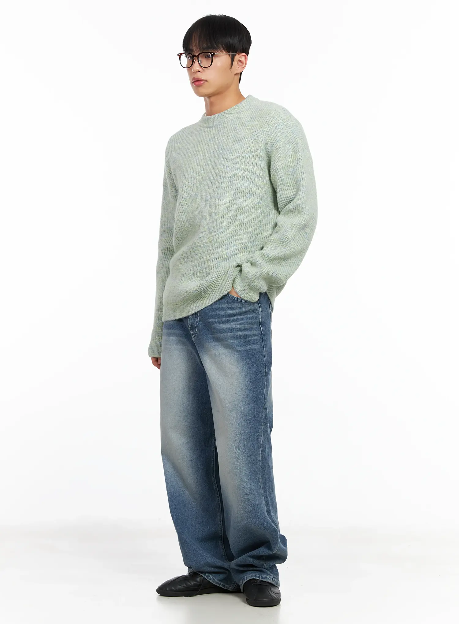 Men's Washed Baggy Jeans IM516 - Image 2
