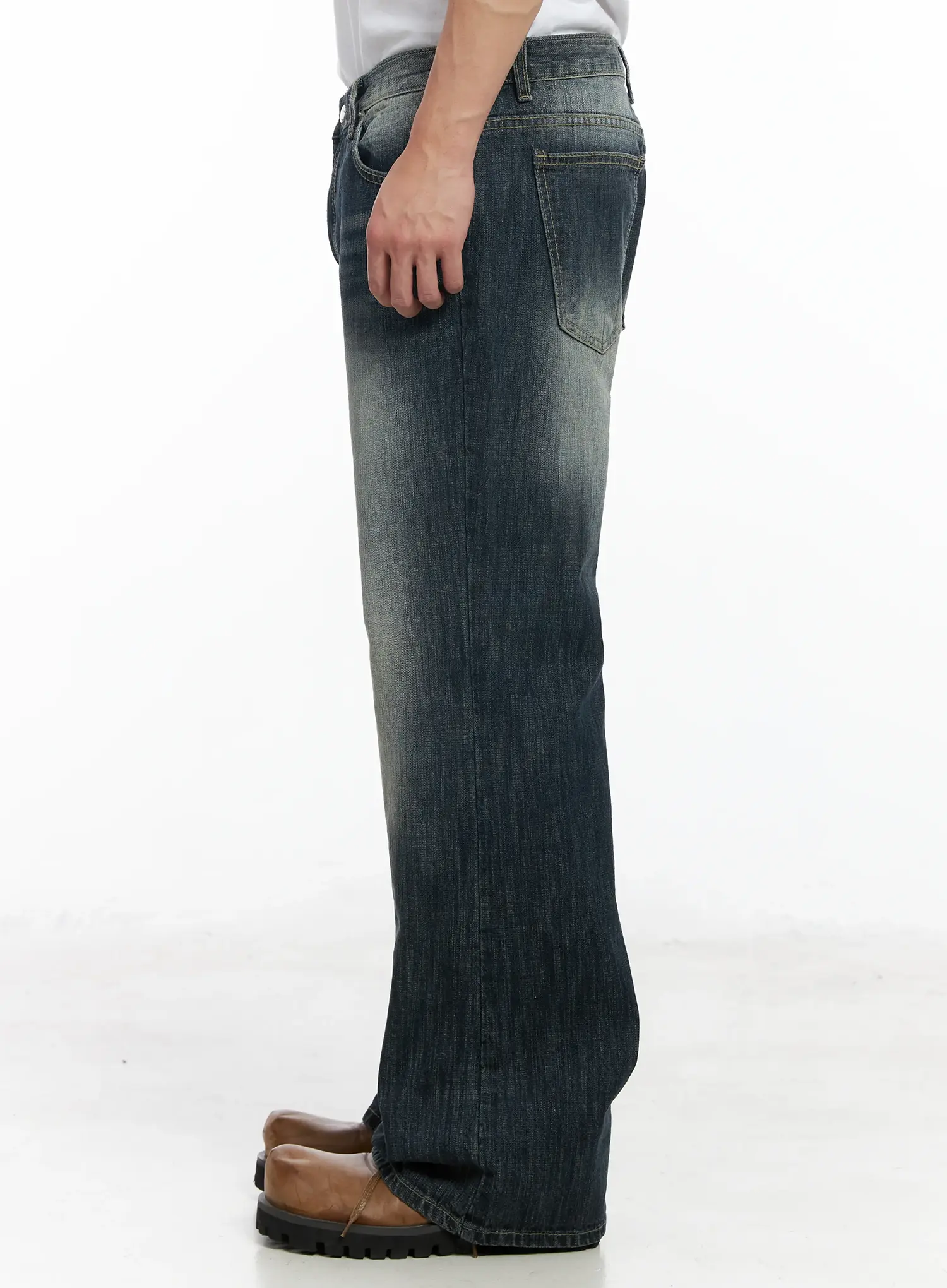 Men's Washed Flared Jeans IF517 - Image 6