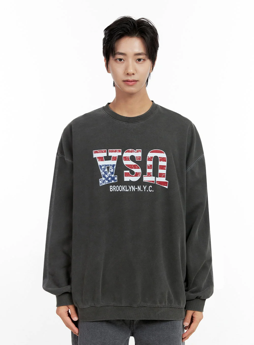 Men's Washed Graphic Sweatshirt IN401 - Image 11