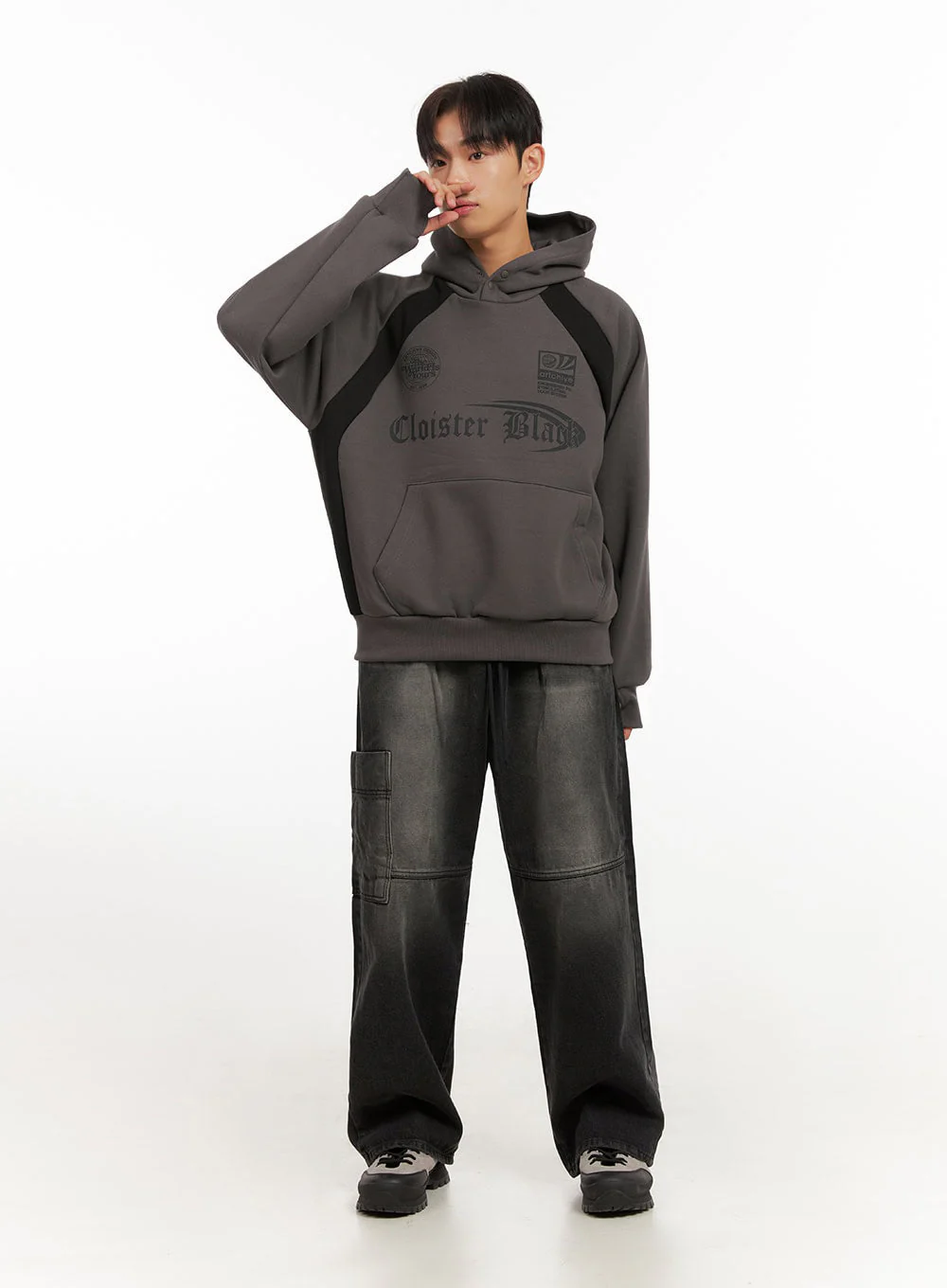 Men's Washed Pocketed Wide-Leg Jeans ID413