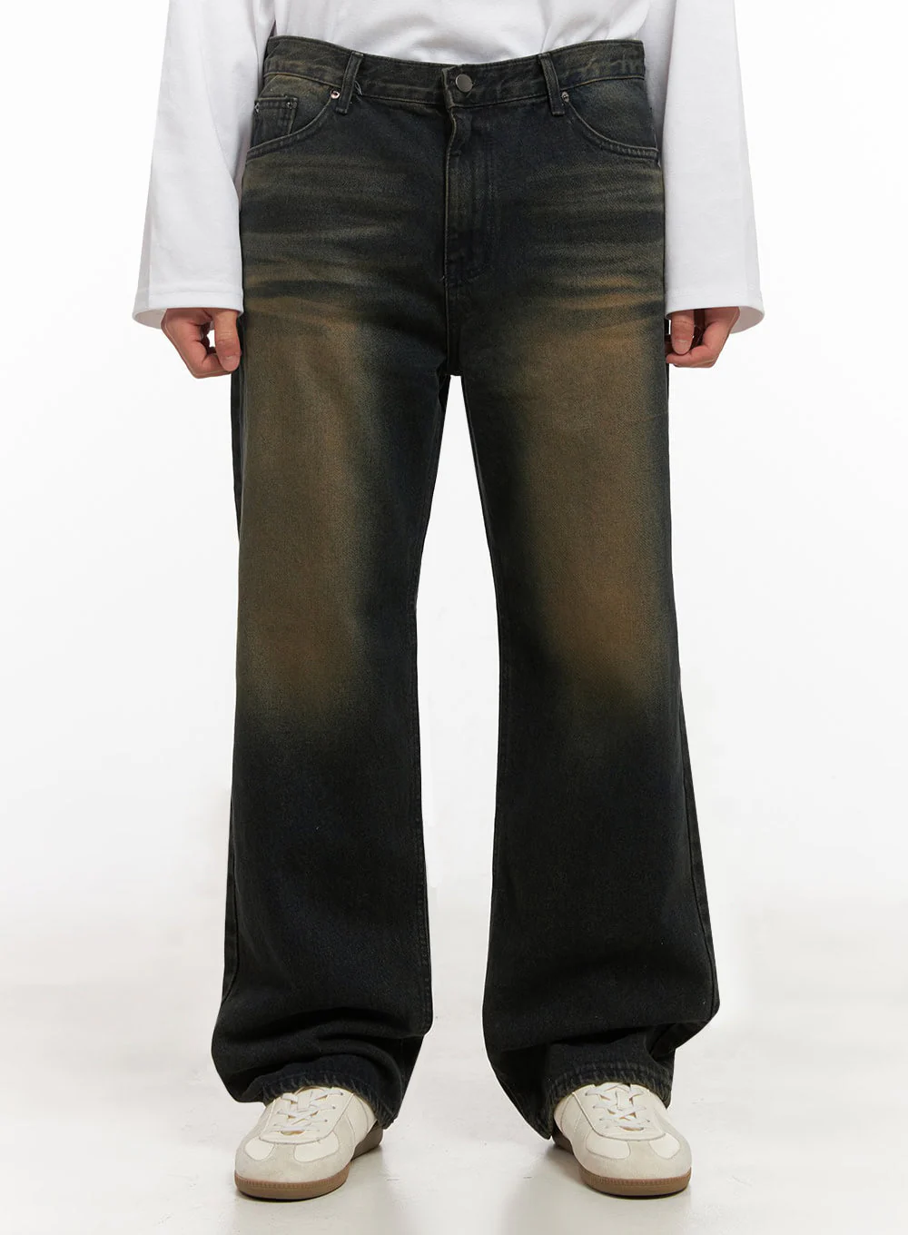 Men's Washed Vintage Wide-Fit Denim Jeans ID427 - Image 2