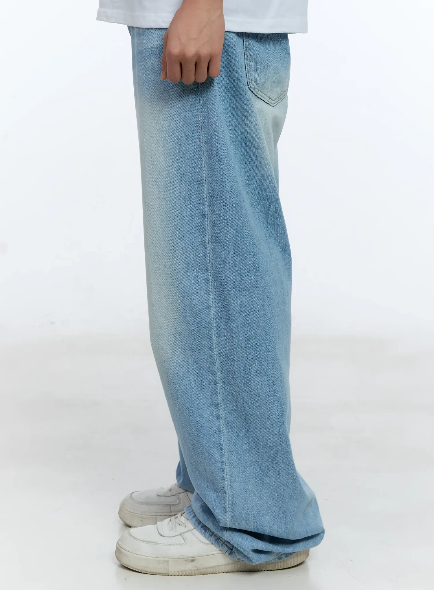 Men's Washed Wide Denim Pants IL517 - Image 7