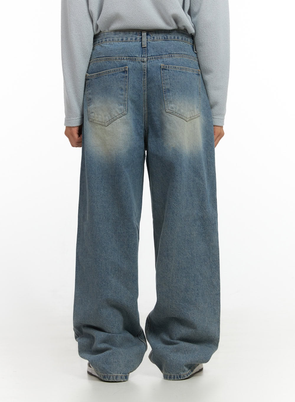 Men's Washed Wide Fit Jeans IO420 - Image 5