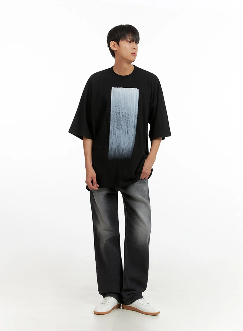 Men's Washed Wide Fit Jeans IU418 - Image 3