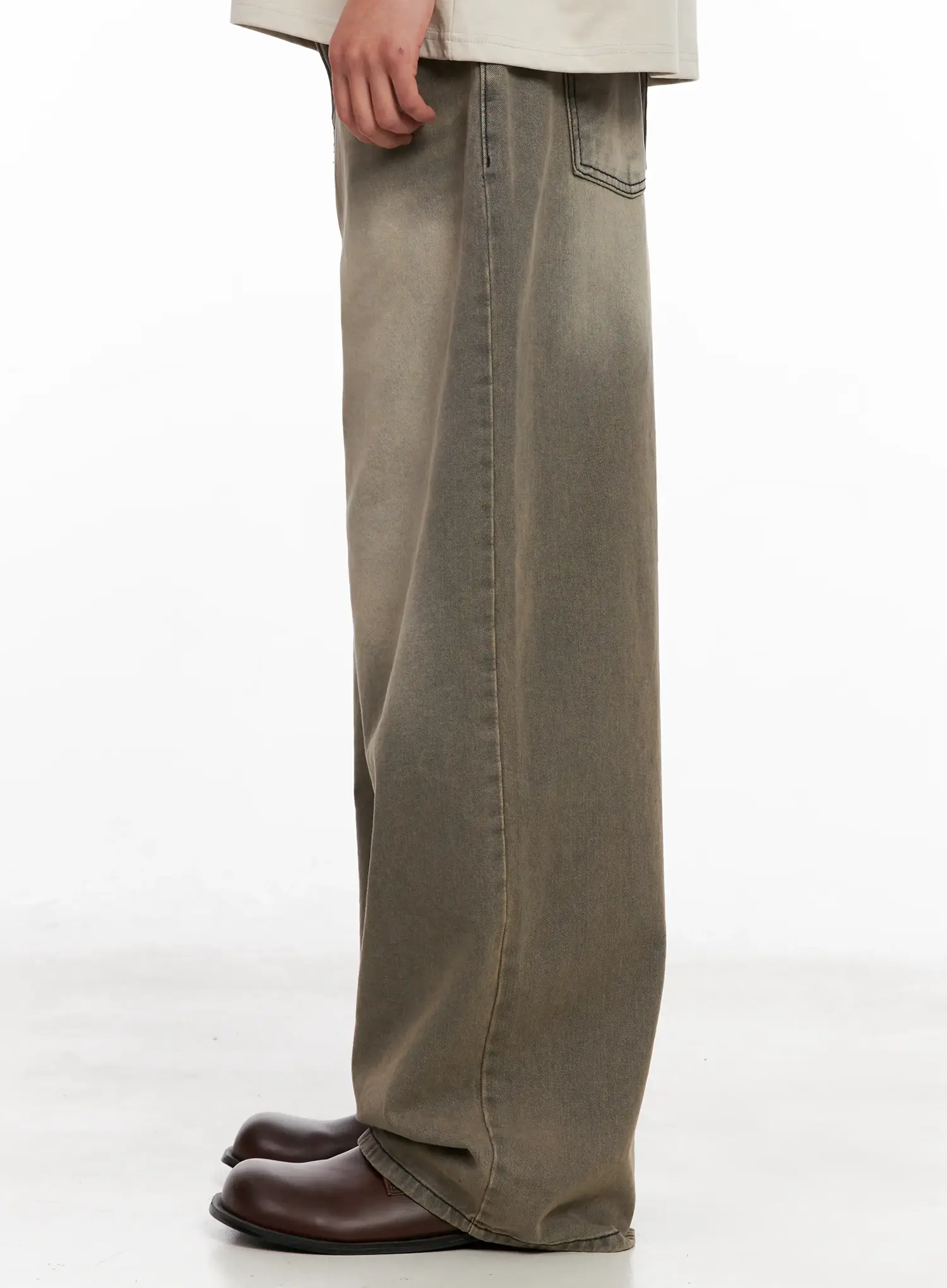Men's Washed Wide-Leg Denim Jeans IL521 - Image 7