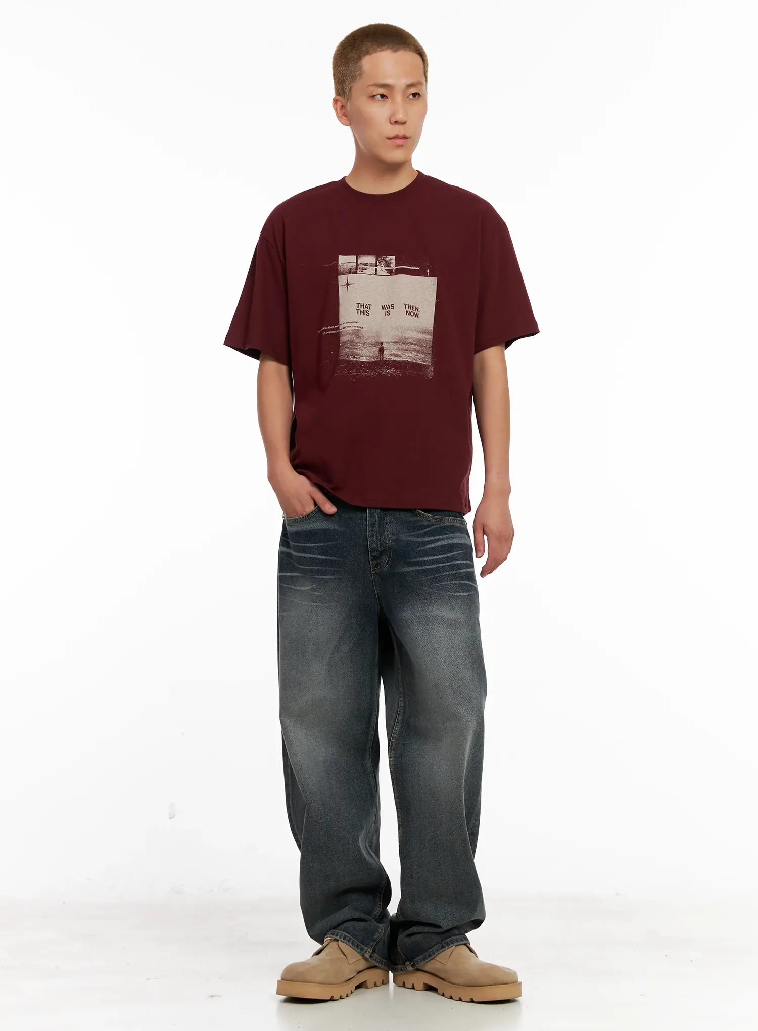 Men's Washed Wide-Leg Jeans IL518 - Image 14