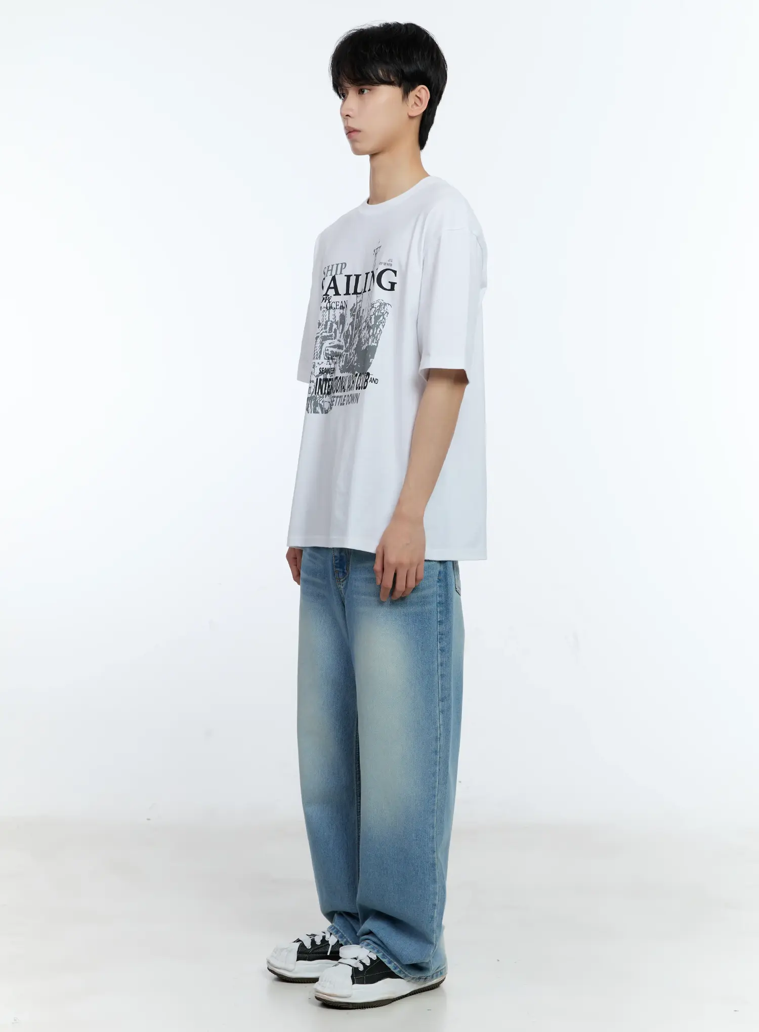 Men's Washed Wide-Leg Jeans IL529 - Image 6