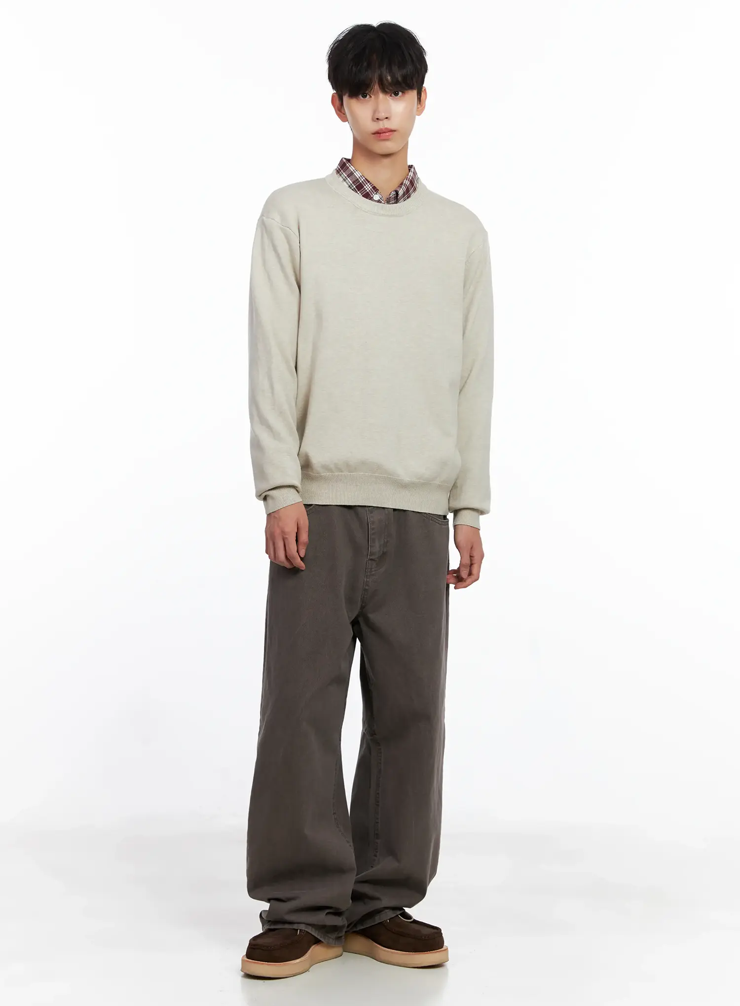 Men's Washed Wide-Leg Pants IS519 - Image 12