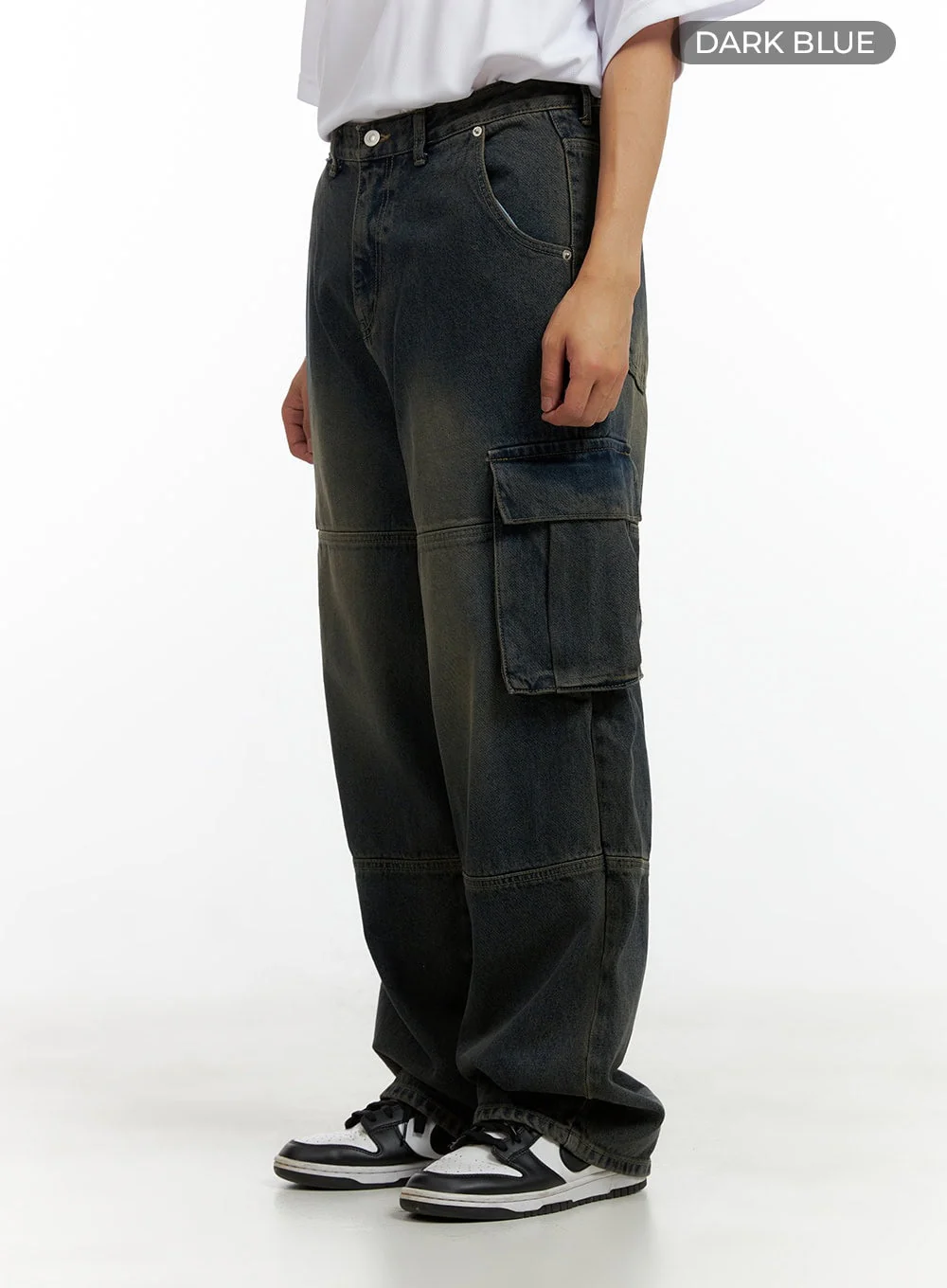 Men's Wide Fit Cargo Stitch Denim Jeans CL429 - Image 9