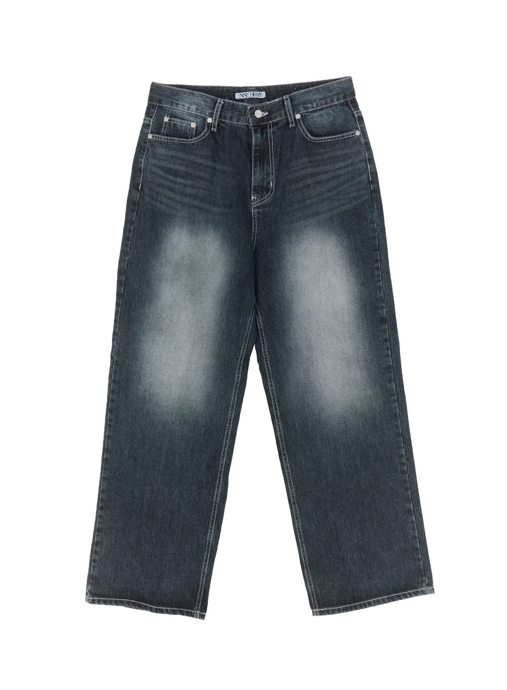 Men's Wide-Fit Washed Denim Jeans IA510 - Image 14